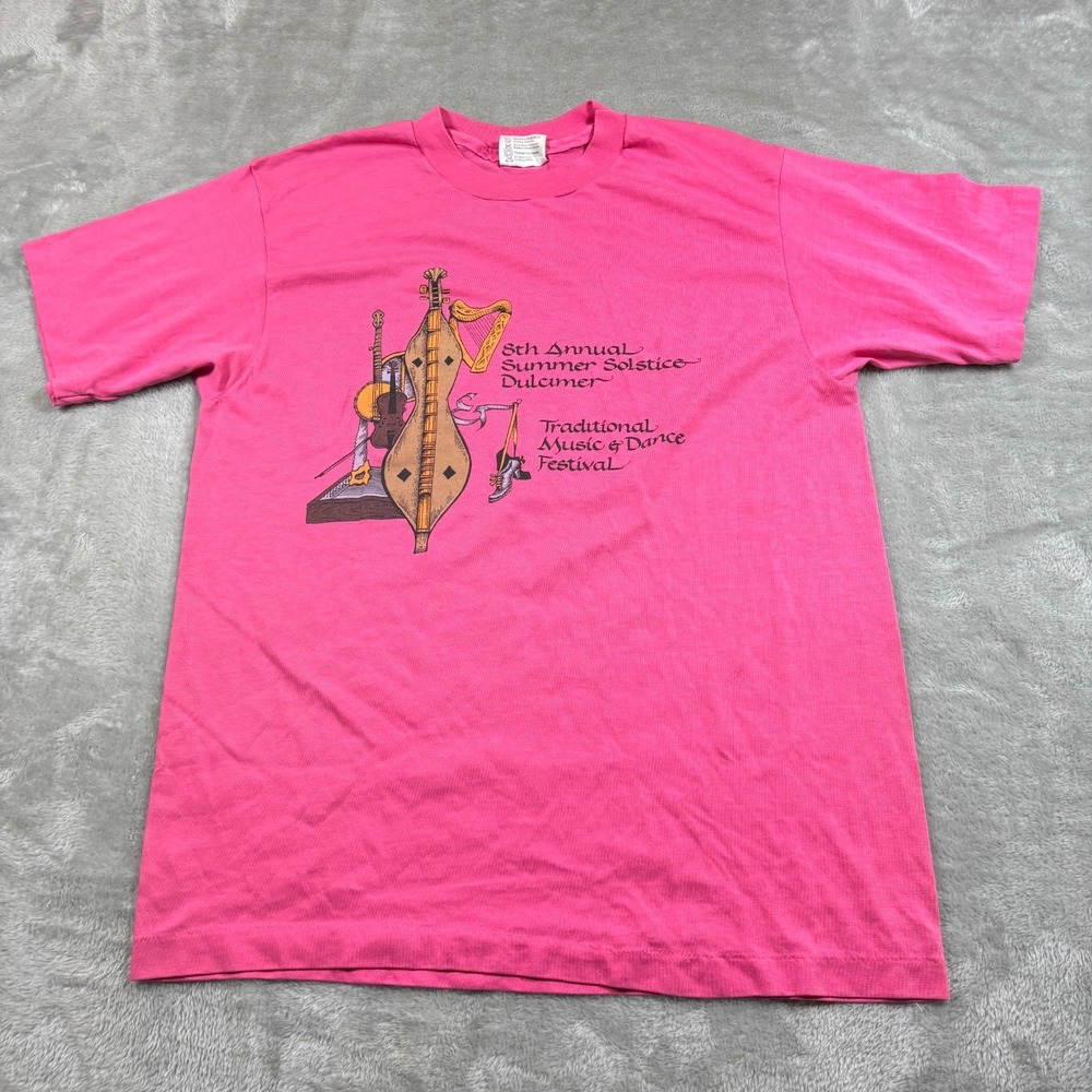 Vintage Summer Solstice Dulcimer Shirt Men Large Traditional Music Single Stitch